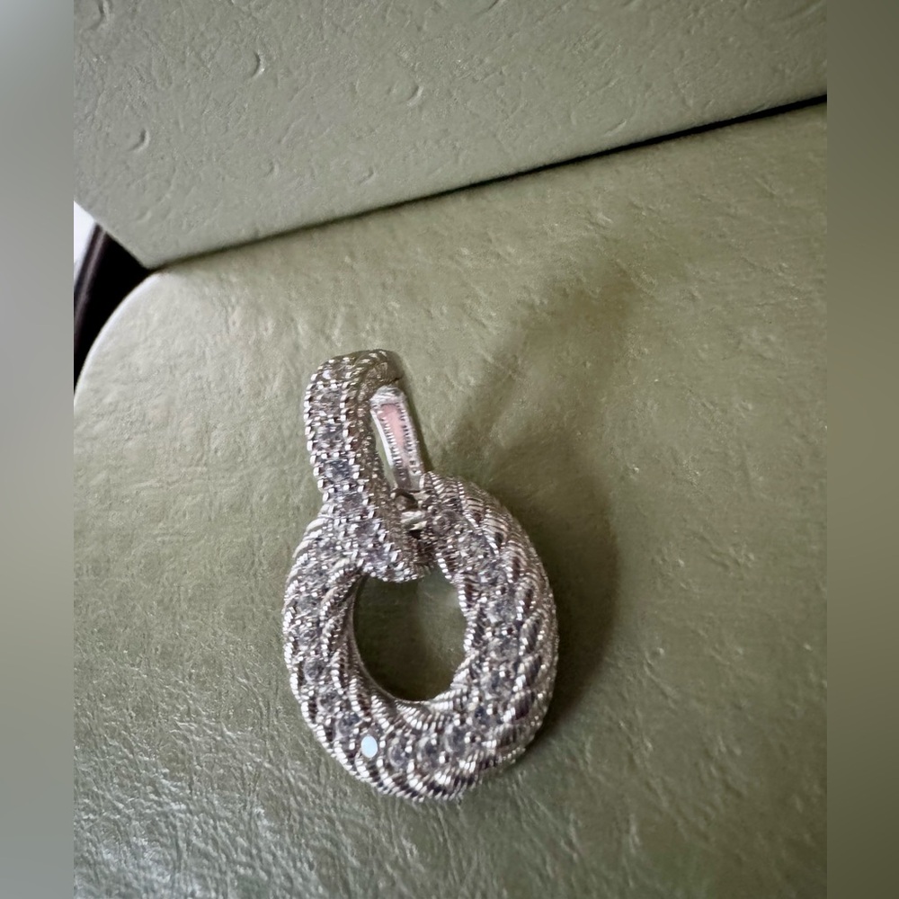 Judith Ripka Sterling Silver Textured Circle Pendant - Picture 4 of 10